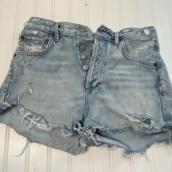 AGOLDE Womens Jaden High Rise Cut Off Shorts 26 Light Wash Destroyed A038 56 - Picture 1 of 4